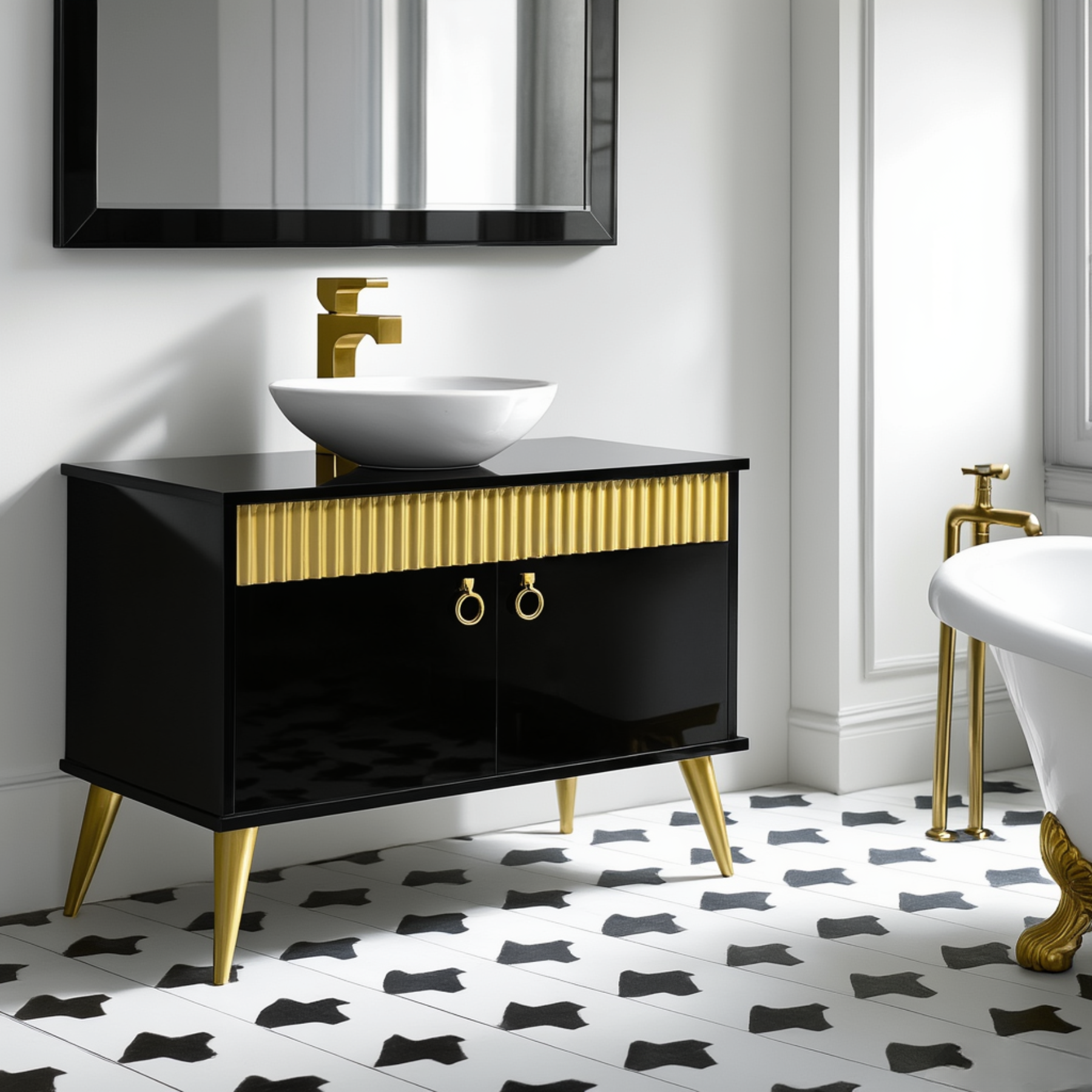 czarna komoia glamour zezłotem