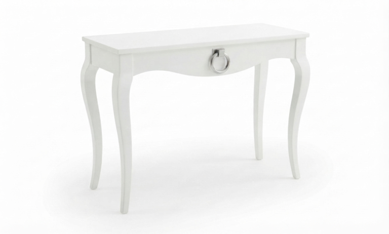 Konsola glamour Venus IV 88cm biała srebrna kołatka